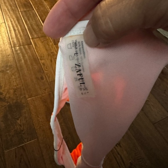 Zaful Orange Trangle Halter Bikini Top - Picture 2 of 5